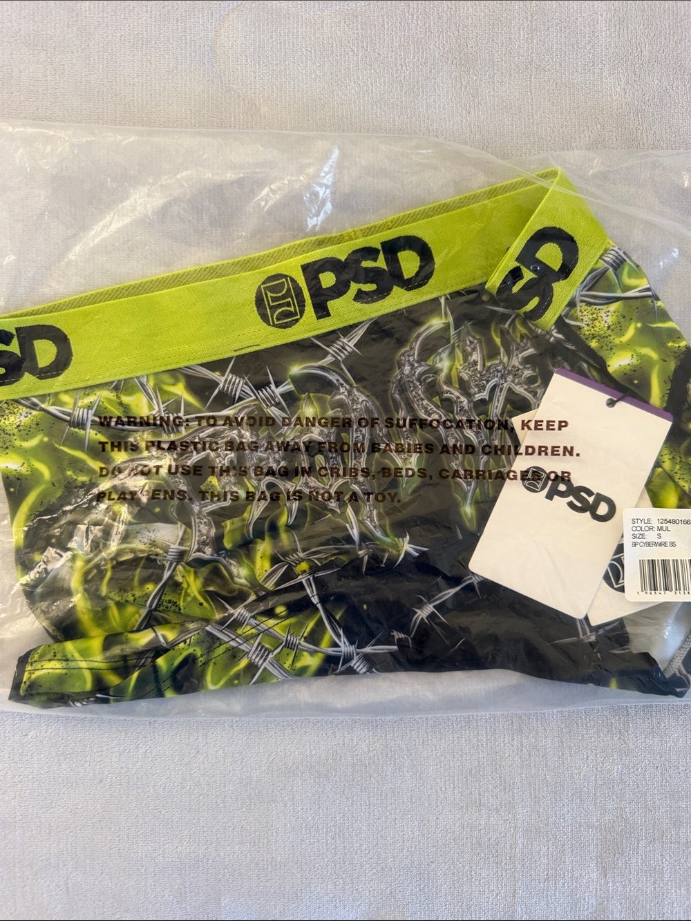PSD Women’s Neon Green & Black Boyshorts- Small NWT